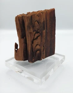 Vtg Abstract Wood Carving Sculpture Signed 1991 Modernist Studio Art Lucite Base - Picture 1 of 13