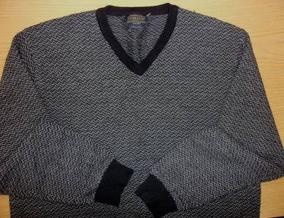 Pendleton Herringbone Pattern 100% Merino Wool Sweater V-Neck L ~NEW~ - Image 1 of 2