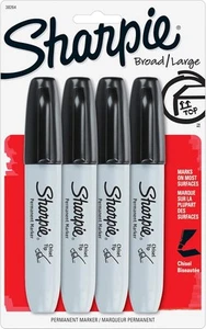 Marcadores permanentes Sharpie, punta de cincel, negro, 4 4 unidades (paquete de 1), negro  - Imagen 1 de 2