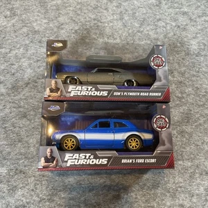 Jada Diecast Car 1/24 Scale Dom’s Plymouth Brian’s Ford Escort Fast and Furious - Picture 1 of 7