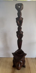 Cuenco ceremonial de madera tallada a mano arte tribal vintage 27" - Imagen 1 de 23