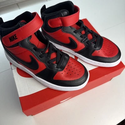 Nike Court Borough Mid 2 (PSV) vermelho universitário preto branco CD7783 infantil tamanho 13c - Imagem 1 de 4