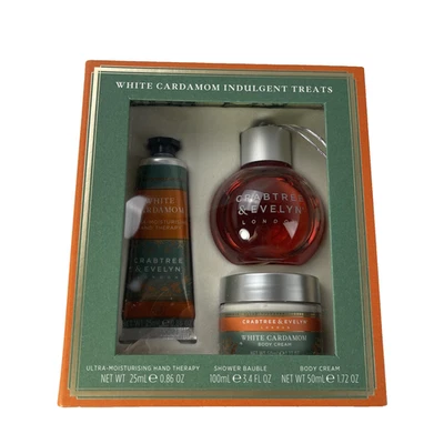 Crabtree & Evelyn White Cardamom Indulgent Treats Set Hand & Body Cream & Bauble - Image 1 of 4