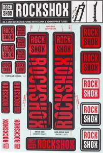 Fork Decal Kits - RockShox Fork Decal Kit - 30/32mm/RS1, Red - Sticker/Decal - Picture 1 of 1