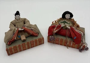 Vintage japanische Meiji Periode Kaiser und Kaiserin Hina Puppen - Bild 1 von 8