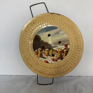 Vintage Stove Pipe Chimney Flue Cover Tin Plate Fall Scene Farmhouse Primitive - Picture 1 of 7