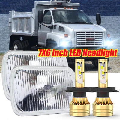 Pair 100W 7x6" Led Headlights Hi/Lo Fits for GMC TopKick C6500 C5500 C4500 Truck Foto 1 de 4