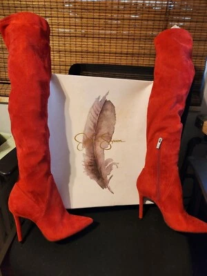 Botas por encima de la rodilla Jessica Simpson para mujer talla 5,5 rojas más ricas.   Foto 1 de 4