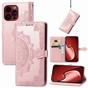 Embossed Fashion Leather Card Wallet Case For Xiaomi OPPO MOTO Phone Flip Stand - Picture 1 of 13