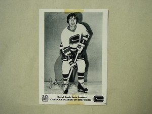 1971/72 ROYAL BANK LEADERS VANCOUVER CANUCKS PHOTO #19 JOHN SCHELLA MK SHARP!!