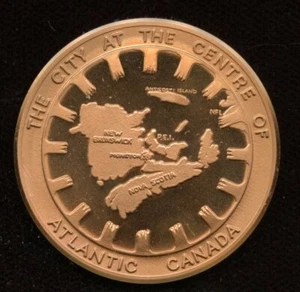 1875 - 1975 Moncton New Brunswick Centennial Copper Medal  A18 - Imagen 1 de 2