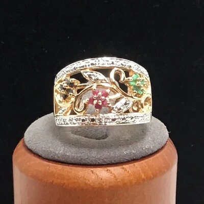 Ross Simons Gold Plated Sterling Silver Ring Multi Gemstone 6.3g Size 7.75 - Image 1 of 4