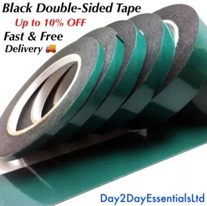 Cinta de espuma negra duradera fuerte de doble cara 10 metros autoadhesiva - todos los tamaños - Imagen 1 de 2