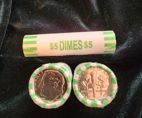 2021-P BU ROOSEVELT DIME ROLL, ORIGINAL BANK WRAPPED, 50 COINS! FREE SHIPPING!! Cover