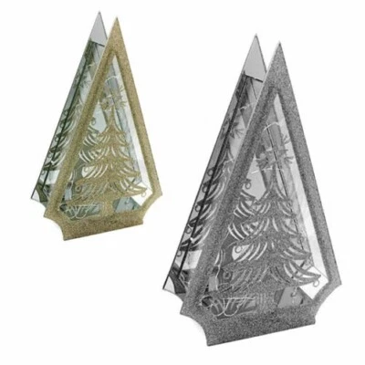 Weihnachts Batteriebetriebene Leuchtende Glasdekoration - Baum Gold Oder Silber - Bild 1 von 2