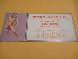 March 1951 Pin-up Art Advertisement Blotter Earl Moran Universal Welding Co.... - Picture 1 of 20