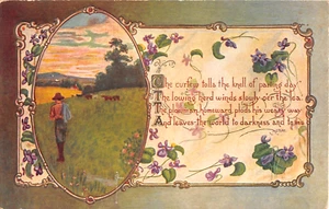 c.1913 sgd. Cartolina Ryan Farmer in Field with Distanti Mucche - Foto 1 di 2