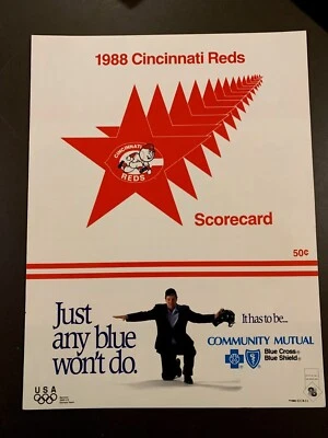 1988 Baseball Scorecard Cincinnati Reds vs Atlanta Braves - Image 1 of 3