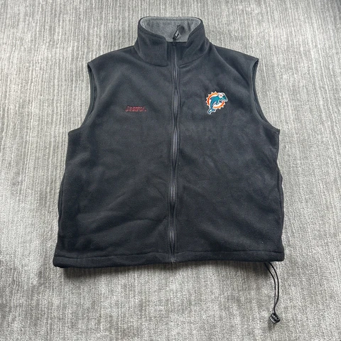 Miami Dolphins Sweater Vest Adult Extra Large Black Full Zip NFL Football Mens Cover