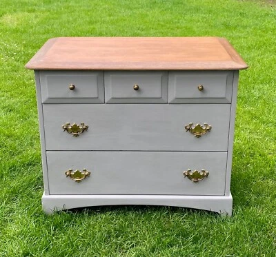 Stag chest of 5 drawers mahogany painted along Island Matt paint shabby chic - Image 1 of 4