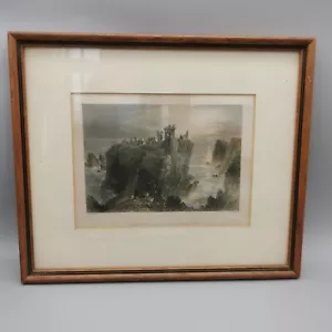 Antiker Gravur Druck von Dunotter Castle, Bartlett, graviert von Varrall - Bild 1 von 8