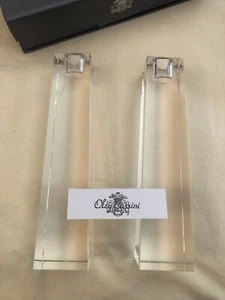 Pair Square Pillar OLEG CASSINI Kelly 8” Crystal Candlesticks Deco Revival NOS - Picture 1 of 5