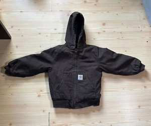 Carhartt Jacket Youth (4/5) XXS Brown Hooded Canvas Insulated Kids - Picture 1 of 7