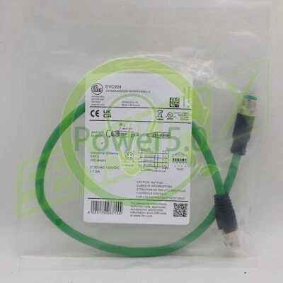 IFM EFECTOR EVC924 Ethernet connection cable CAT5 M12 RJ45 0.5 Meter~ - Image 1 of 4
