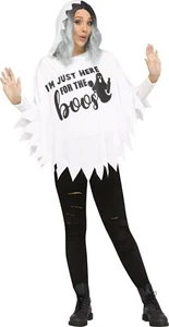 Fun World Womens Halloween Ghost Printed Party Poncho Holiday Shirt White - Picture 1 of 3