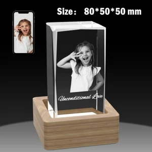 Personalised 3D Cube Crystal Photo Gifts, Birthday Anniversary Wedding Presents - Bild 1 von 15