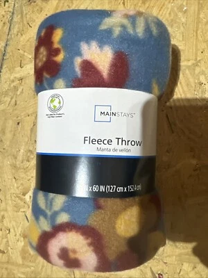 Manta polar Main Stay - 50" x 60" - Nueva con etiquetas azul con estampado floral Foto 1 de 3