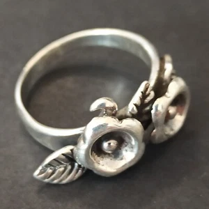 Vintage Ring Silber Romantisch Blumen 3D massiv schwer 925 Blätter 9,25 Vintage NOS Geschenk - Bild 1 von 12