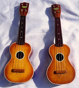 Pair of 21" Vintage Wooden Harmony Ukuleles 50s-60s Ukes - Picture 1 of 7