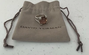 DAVID YURMAN STERLING SILVER/MORGANITE/DIAMONDS ON POINT RING! SIZE 6.5 - Picture 1 of 10