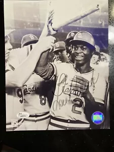 Quadro firmato 8x10 Lou Brock autogaphed St. Louis Cardinal HOF JSA perdita di superficie - Foto 1 di 4