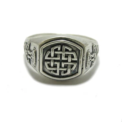 Handmade 925 Silver Mens Ring Celtic Signet Ring 13mm Size 49-75 - Image 1 of 4