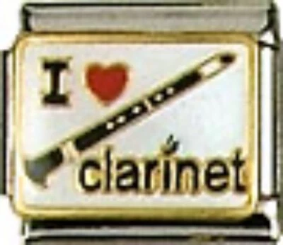I LOVE CLARINETE ITALIANO ENCANTO PULSERA ESLABÓN 9MM ACERO INOXIDABLE Foto 1 de 4