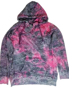 MV Sport Hoodie Damen Medium rosa lila Batik Pullover Kängurutasche kuschelig - Bild 1 von 6