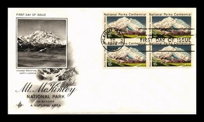 DR JIM STAMPS US COVER MT MCKINLEY ALASKA NATIONAL PARKS FDC BLOCK OF 4 - Image 1 of 2