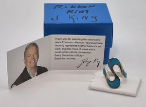 Jay King Mine Finds 925 Sterling Silver Size 8 Blue Turquoise Ribbon Ring Rare - Picture 1 of 5