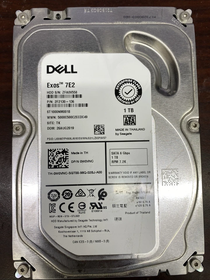 Dell Exos 7E2 1TB 7.2K RPM 6GB/s SATA HDD | 2F2130-136 - ST1000NM0018 - Image 1 of 1