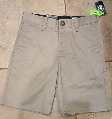 New Volcom Frickin Chino Boy’s Khaki Shorts Size 26 (12) School Uniform  - Image 1 of 4