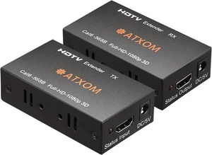 HDMI Over Ethernet Extender, Cat 5e/6/7 LAN Cable, Up to 200Ft, Black - Picture 1 of 7