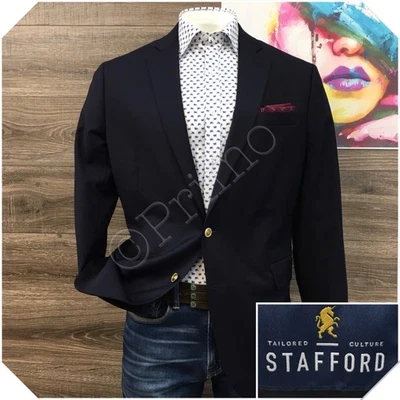 Blazer STAFFORD Para Hombres Azul Marino Abrigo Deportivo Chaqueta Informal Talla 46R Traje Clásico de Lana Foto 1 de 4