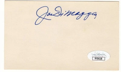 Joe DiMaggio Signed Autographed Index Card Yankees HOF Legend JSA LOA YY54116 - Image 1 of 2