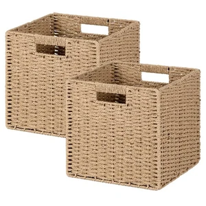 Wicker Storage Baskets 2-Pack, 11x11 Cube Storage Bins for Shelves Closet Pan... - Picture 1 of 8