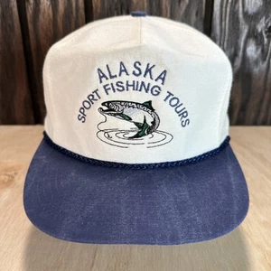 Vintage Alaska Sport Fishing Tours Hat Rope Snapback Cap Trout Salmon 90s Fish - Picture 1 of 12