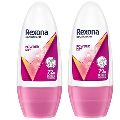 Desodorante enrollable en polvo seco para axilas Rexona para mujeres mantener la piel fresca limpia X 2 Foto 1 de 4