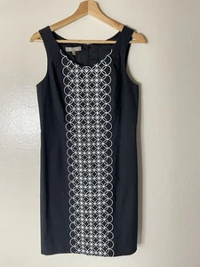 tommy bahama embroidered sleeveless Shift Dress Women 4 Black Coastal Beachy - Picture 1 of 14