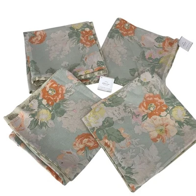 POTTERYBARN ~ ELORA FUNDA DE ALMOHADA MEZCLA DE LINO FLORAL LOTE DE 4 ~ 24" Foto 1 de 4